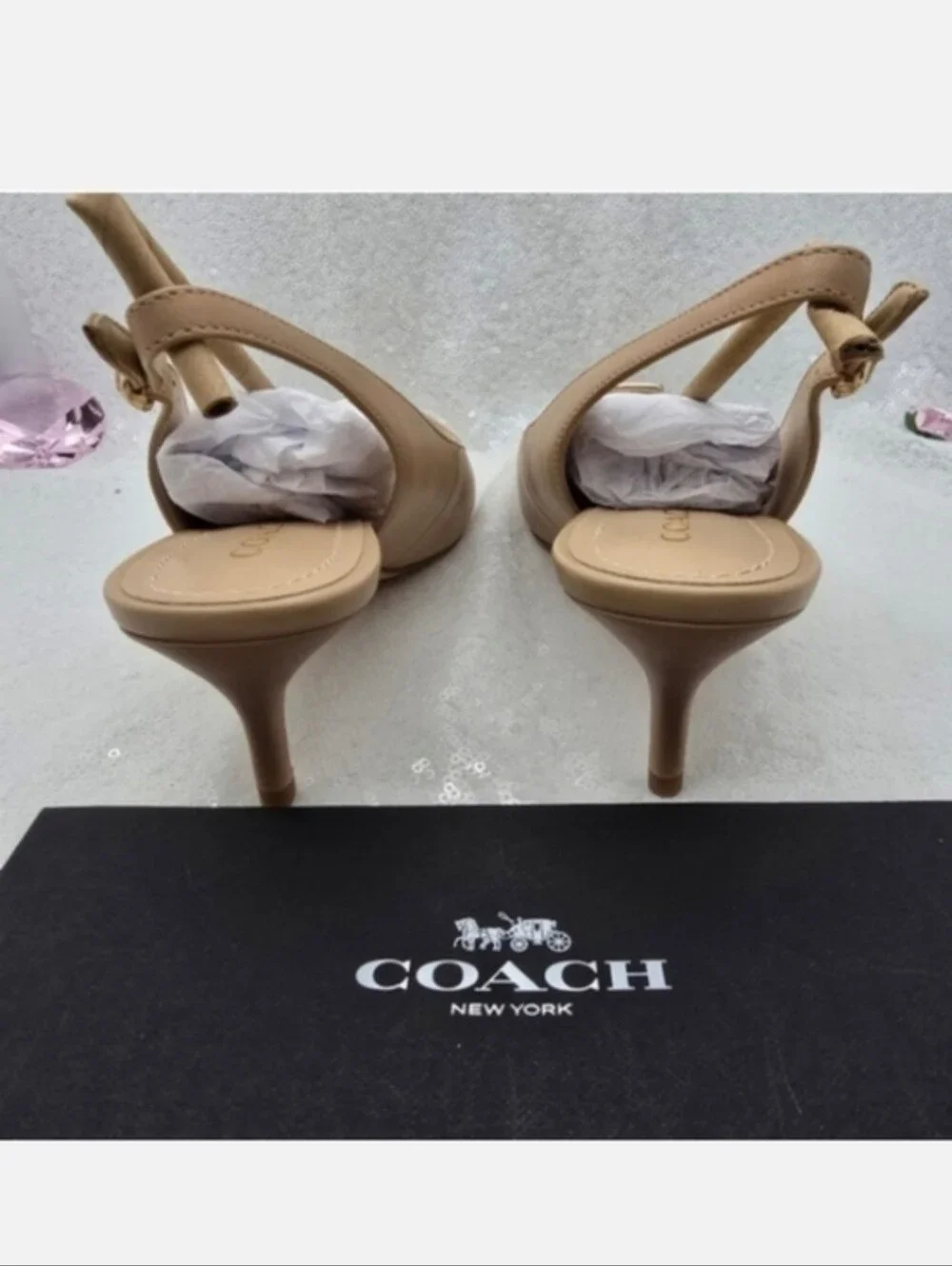 Coach Jillian Slingback Classic Low Heel Closed Toe Neutral Color Women's 9.5